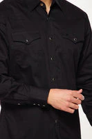 Men's Western Solid Twill Shirt AC108L-BLACK - Image 3