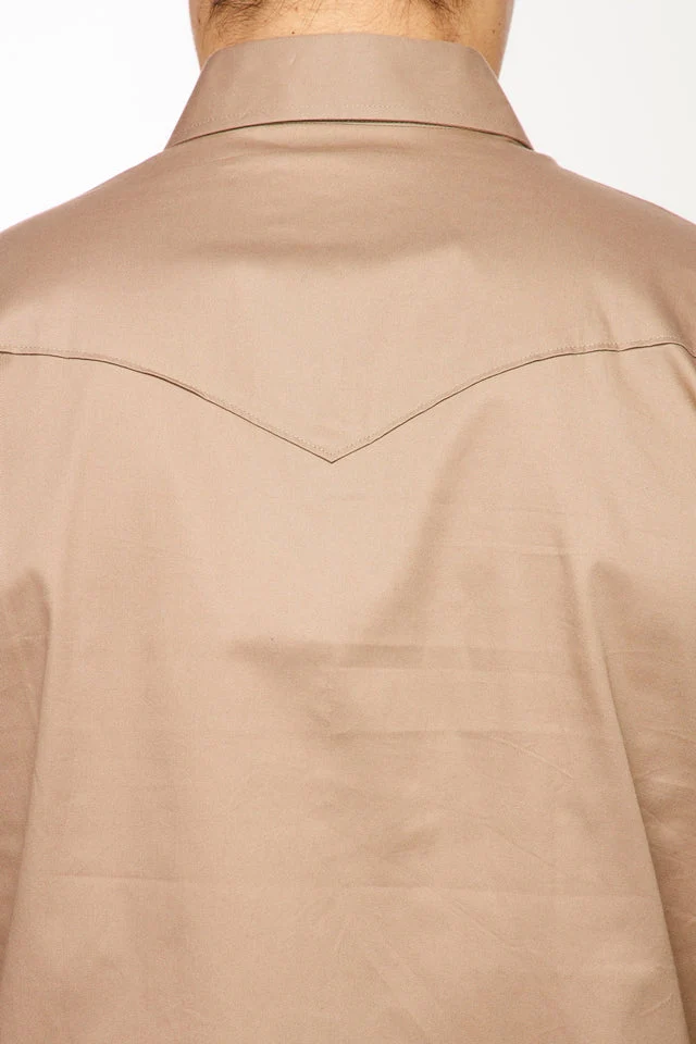 Men's Western Solid Twill Shirt-AC108L-KHAKI - Image 3