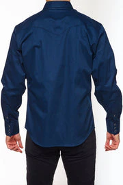 Men's Western Solid Twill Shirt-AC108L-NAVY - Image 3