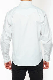 Men's Western Solid Twill Shirt-AC108L-WHITE - Image 6