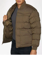 Men's Canvas Quilted Puffer Jacket-ACJ29-Mushroom - Image 3
