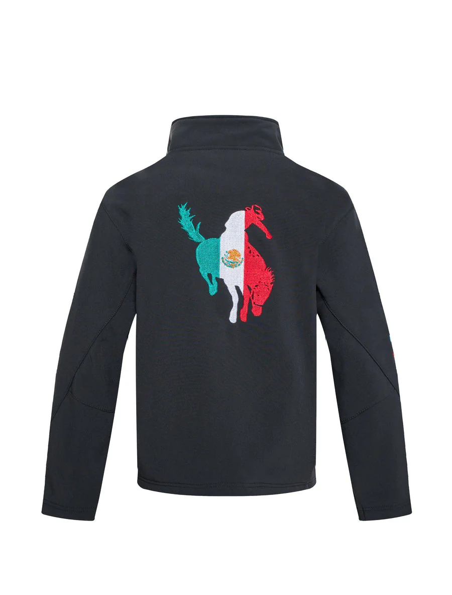 Boys Soft Shell Aztec Print Jacket - BNJ650-EMB-BLACK - Image 2