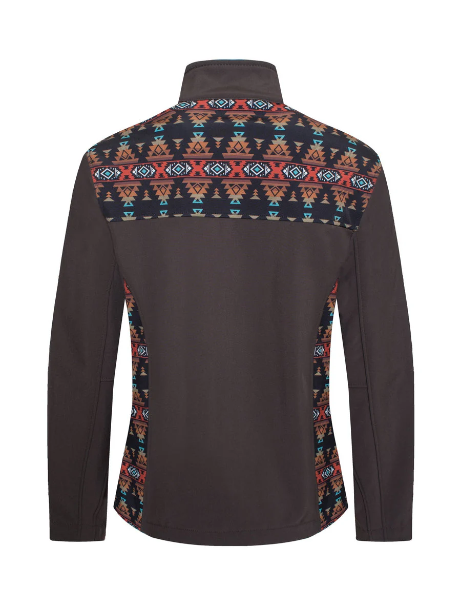 Women's Western Aztec Print Jacket -LJ650EMB-AZ-BROWN-RUST - Image 4