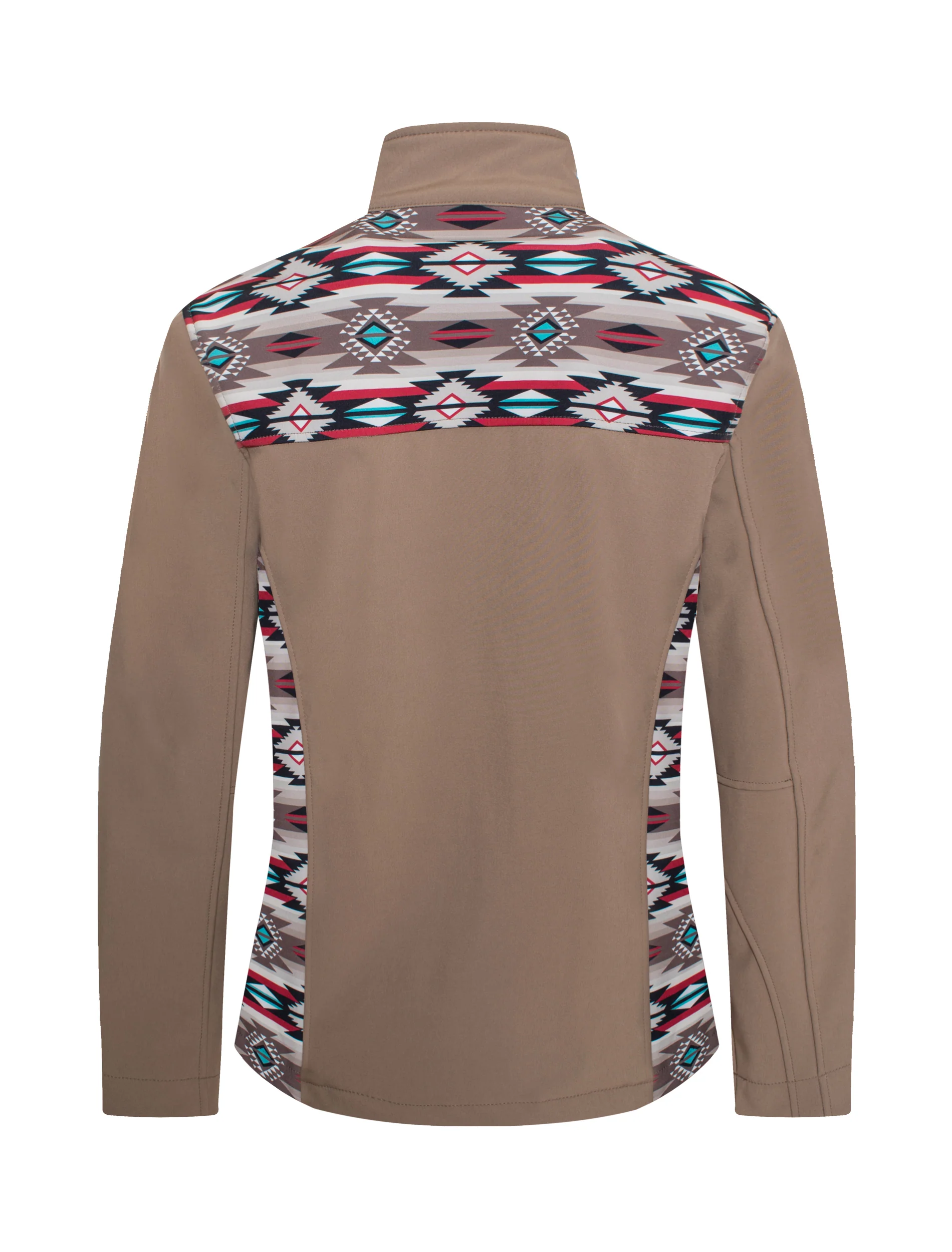 Women's Western Aztec Print Jacket -LJ650EMB-AZ-KHAKI-BROWN - Image 2