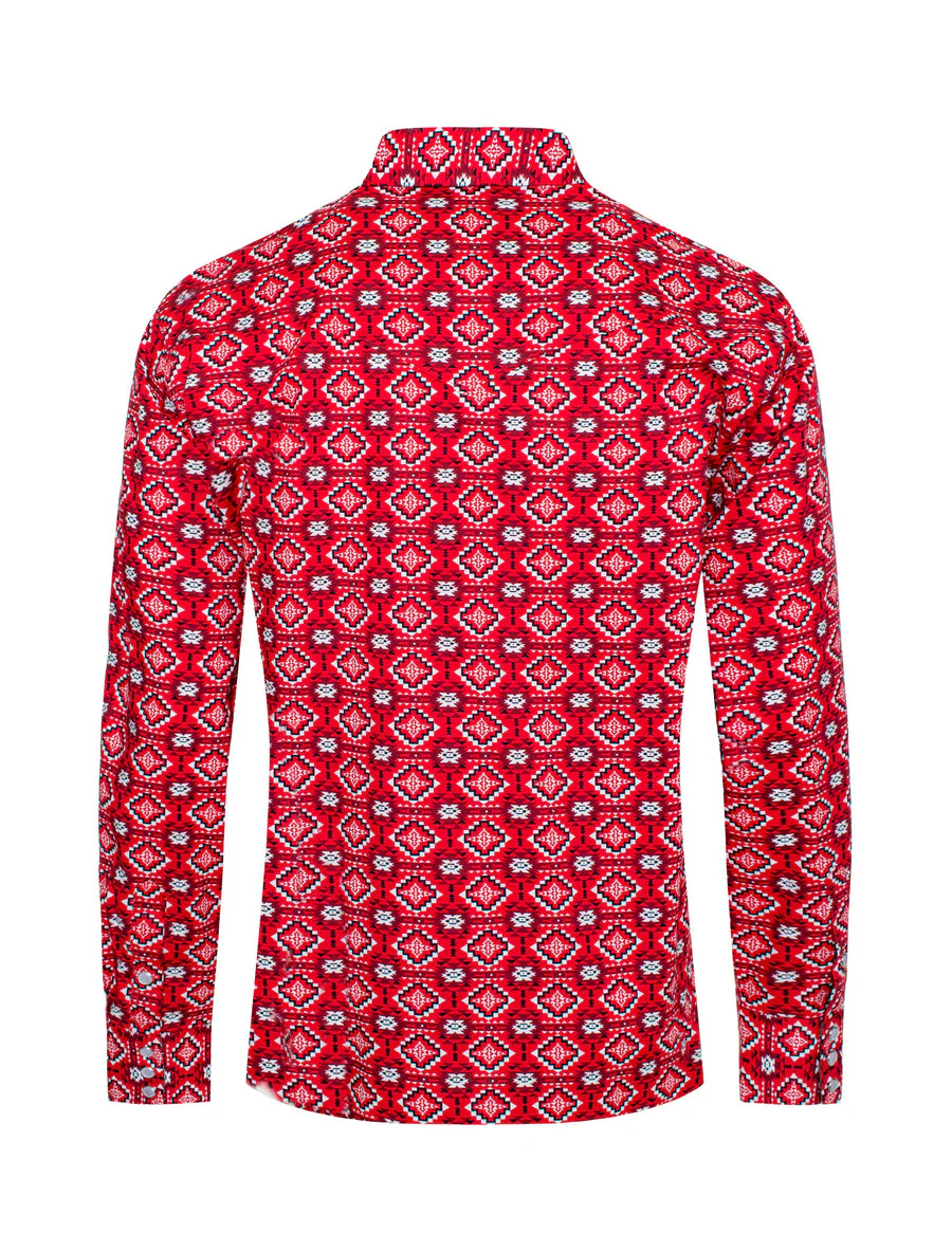 Men's Western Pearl Snap Aztec Print Shirt - PS100L-178 - Image 4
