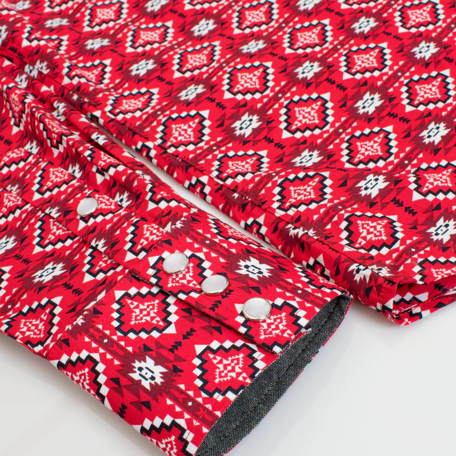 Men's Western Pearl Snap Aztec Print Shirt - PS100L-178 - Image 5