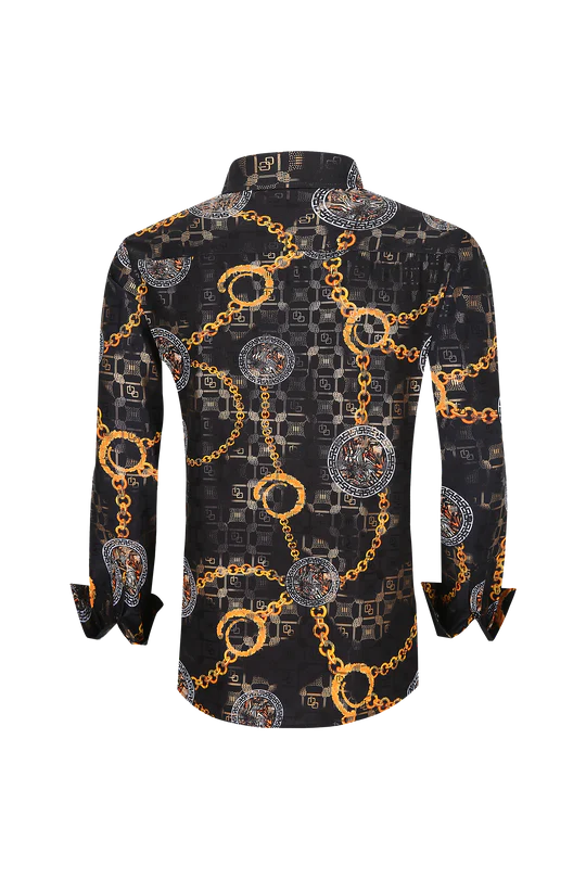 Mens Luxury Brand Printed Silk Like Shirts-HLS2002L-505 - Image 2