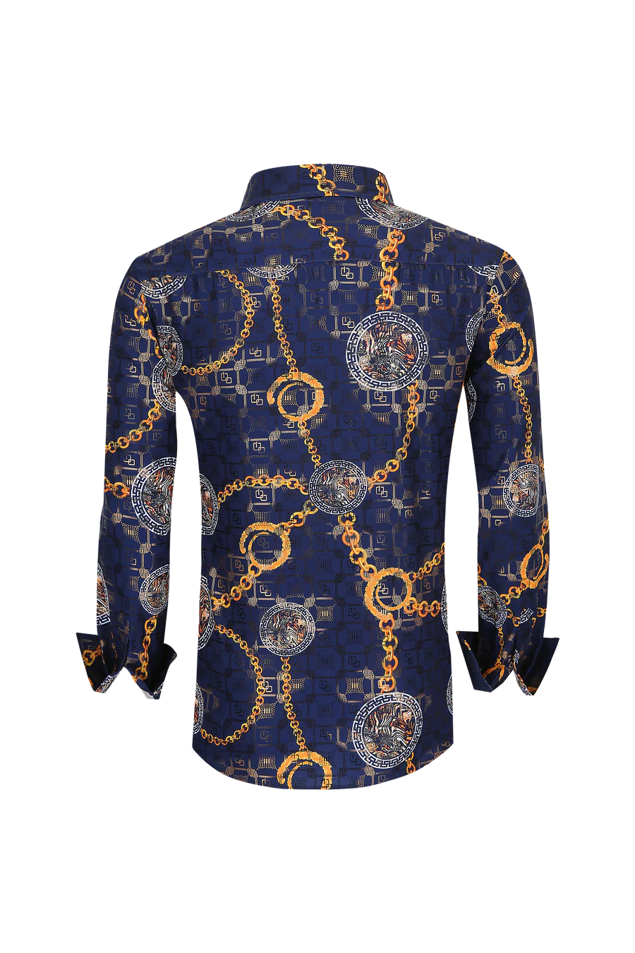 Mens Luxury Brand Printed Silk Like Shirts-HLS2002L-508