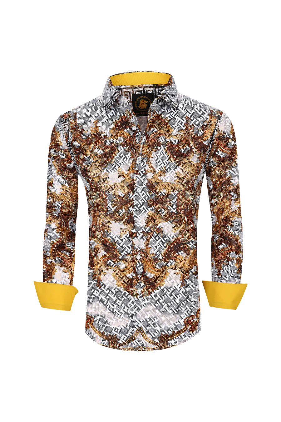 Mens Luxury Brand Printed Silk Like Shirts-HLS2002L-509 - Image 2