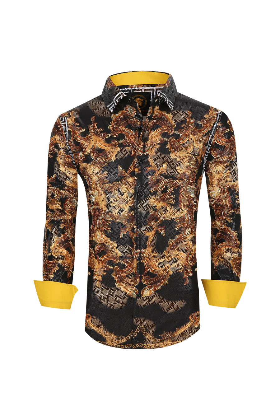 Mens Luxury Brand Printed Silk Like Shirts-HLS2002L-510 - Image 2