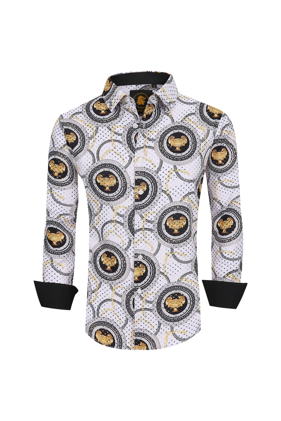 Mens Luxury Brand Printed Silk Like Shirts-HLS2002L-512