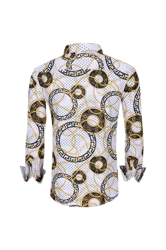 Mens Luxury Brand Printed Silk Like Shirts-HLS2002L-513 - Image 2