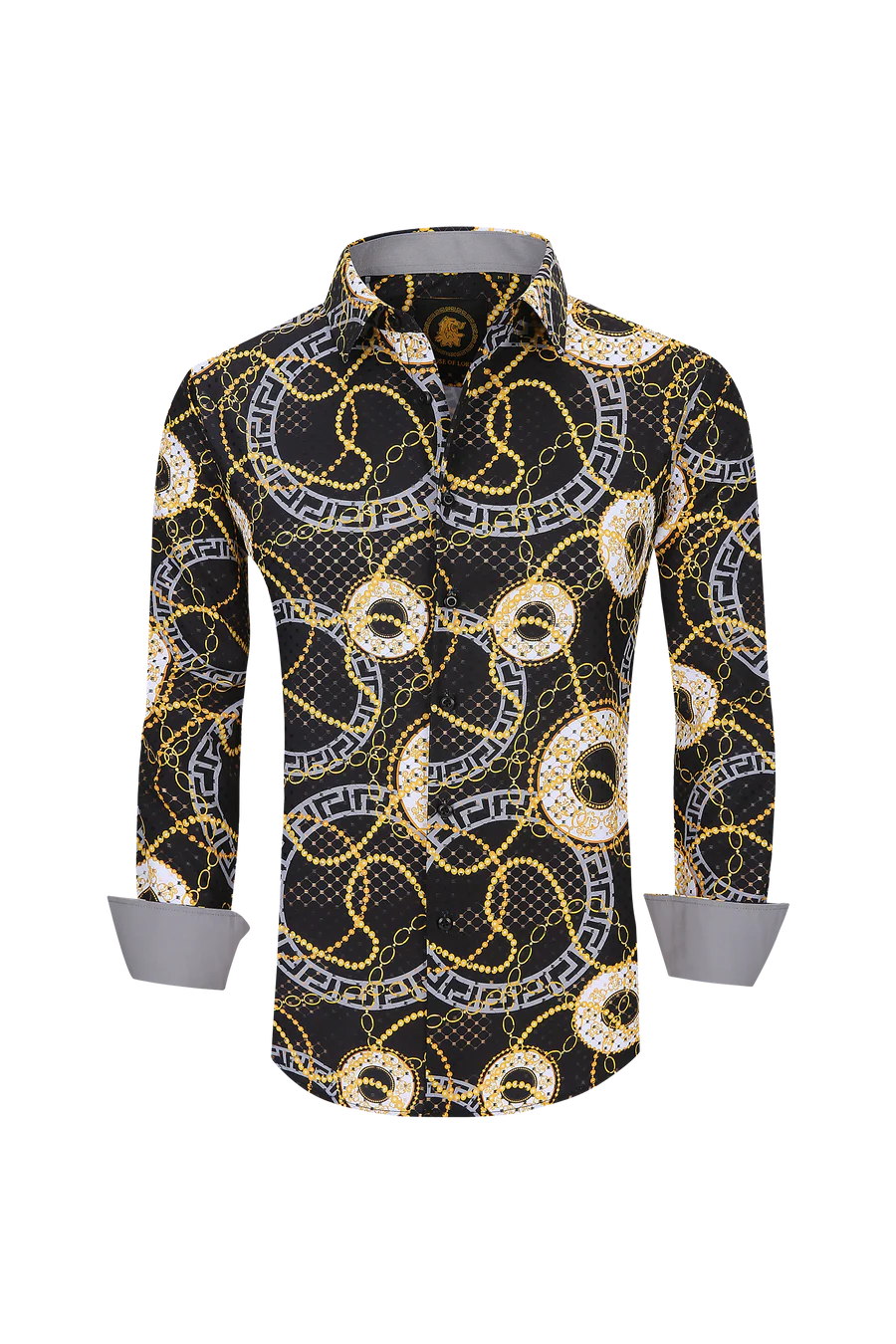 Mens Luxury Brand Printed Silk Like Shirts-HLS2002L-514 - Image 2