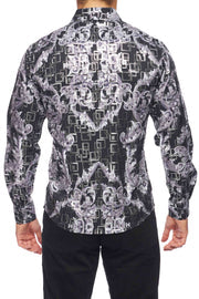Mens Luxury Brand Printed Silk Like Shirts-HLS2002L-515 - Image 2