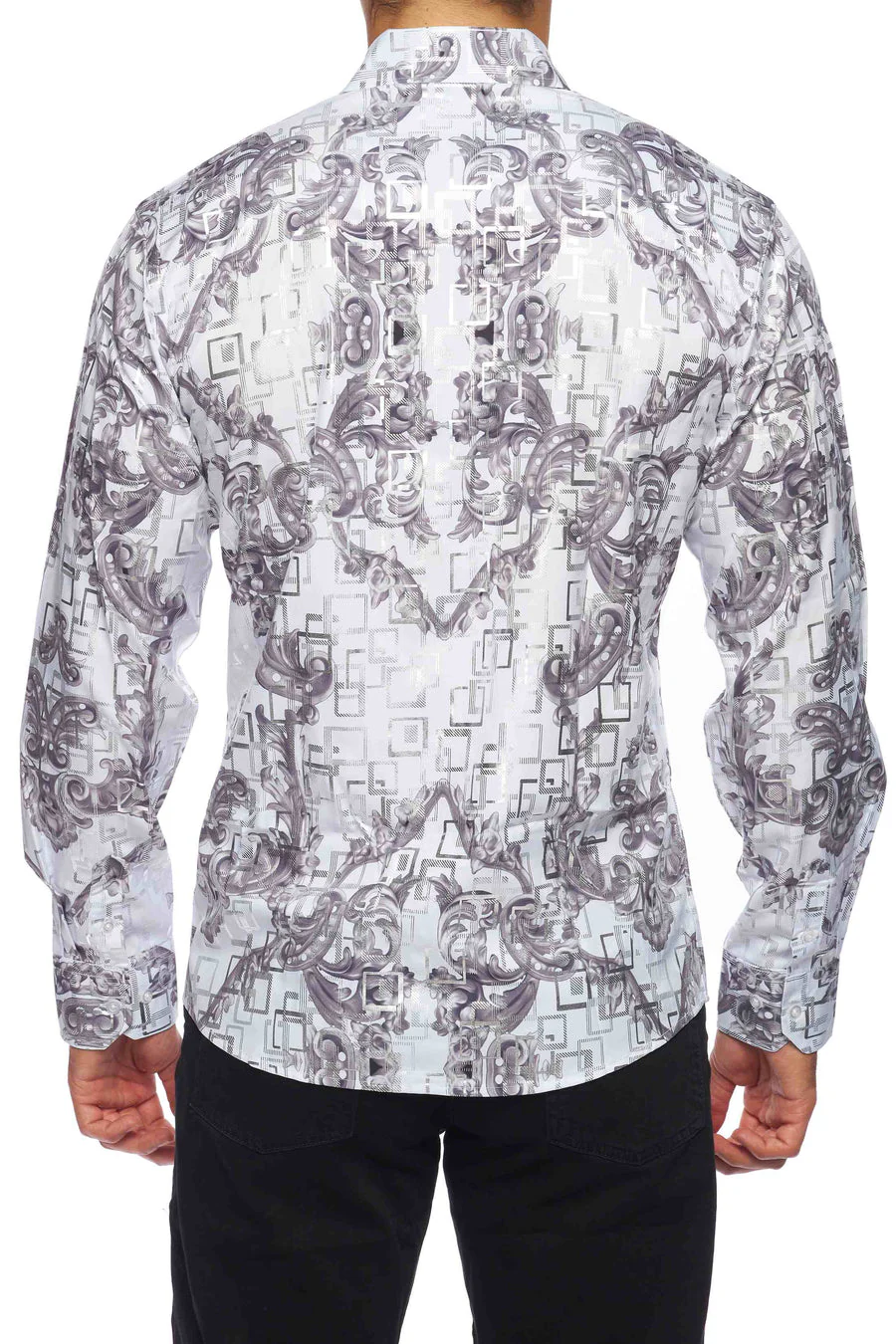 Mens Luxury Brand Printed Silk Like Shirts-HLS2002L-516 - Image 3