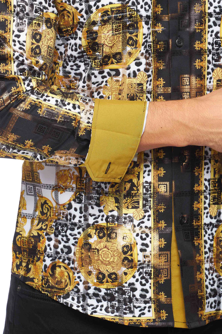 Mens Luxury Brand Printed Silk Like Shirts-HLS2002L-519 - Image 2