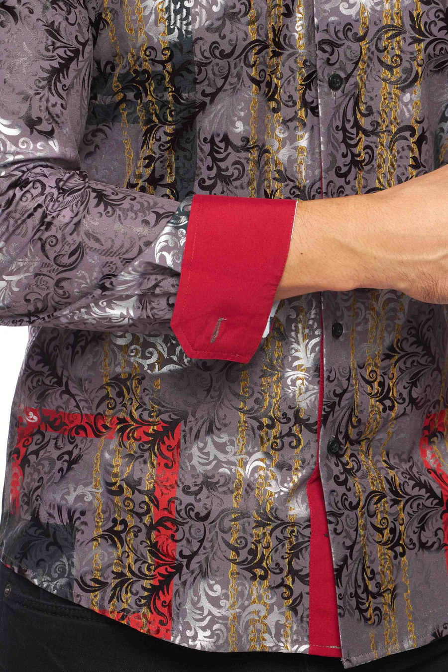 Mens Luxury Brand Printed Silk Like Shirts-HLS2002L-522 - Image 2
