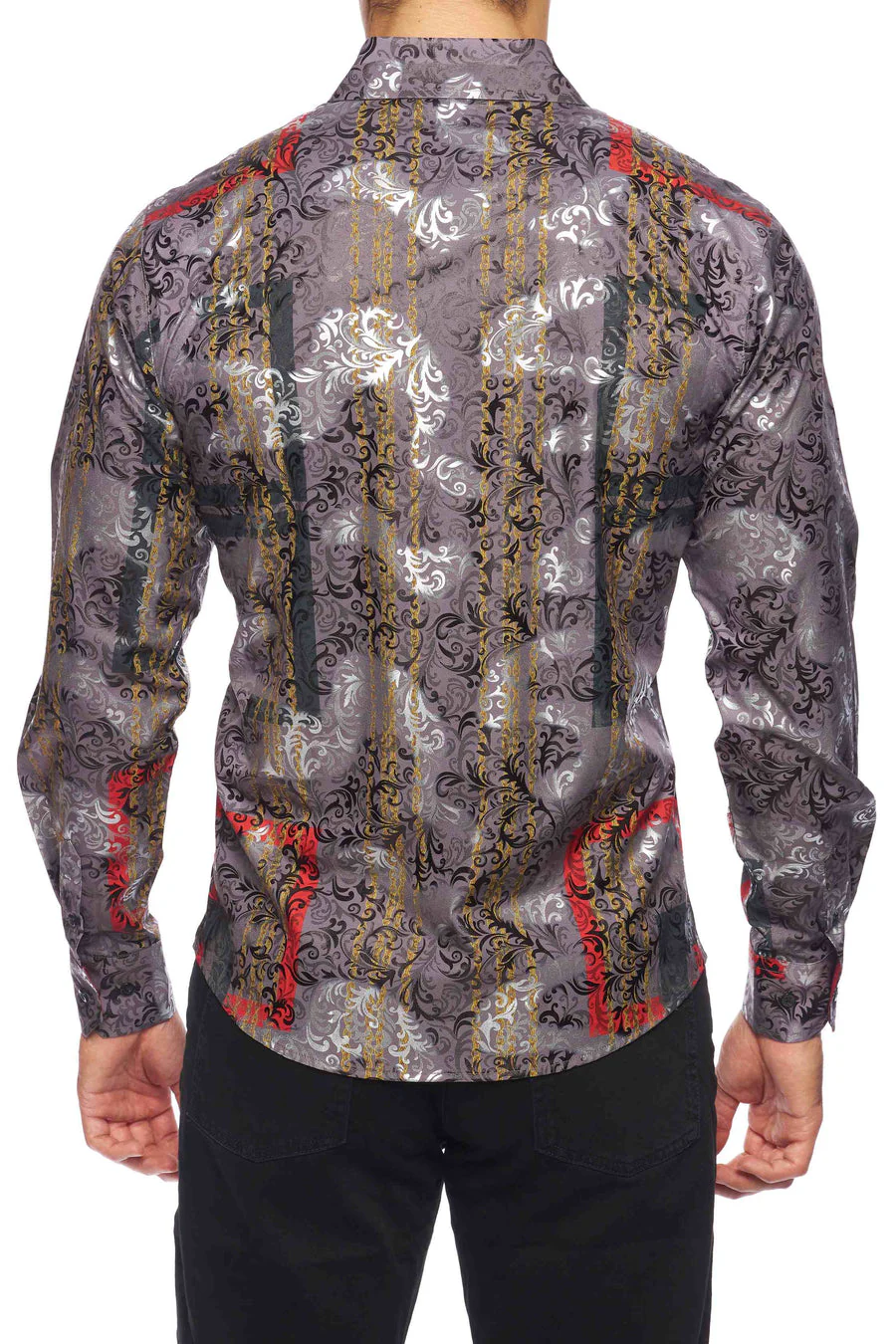 Mens Luxury Brand Printed Silk Like Shirts-HLS2002L-522 - Image 3