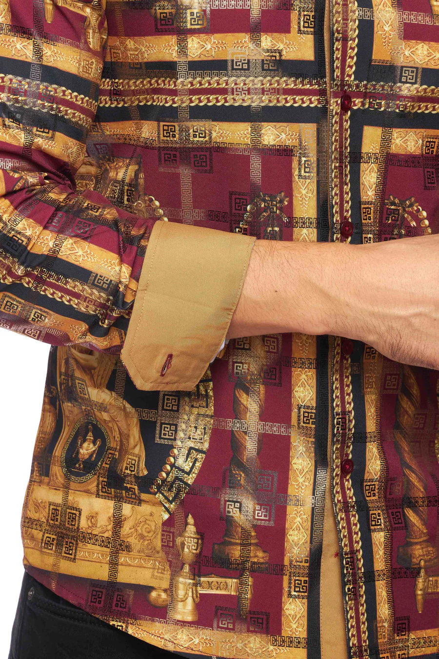 Mens Luxury Brand Printed Silk Like Shirts-HLS2002L-529 - Image 3