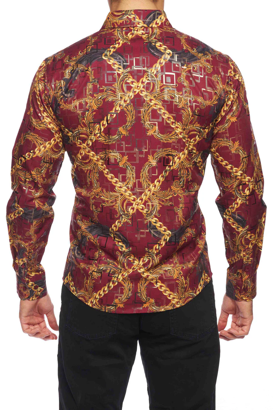 Mens Luxury Brand Printed Silk Like Shirts-HLS2002L-532 - Image 4