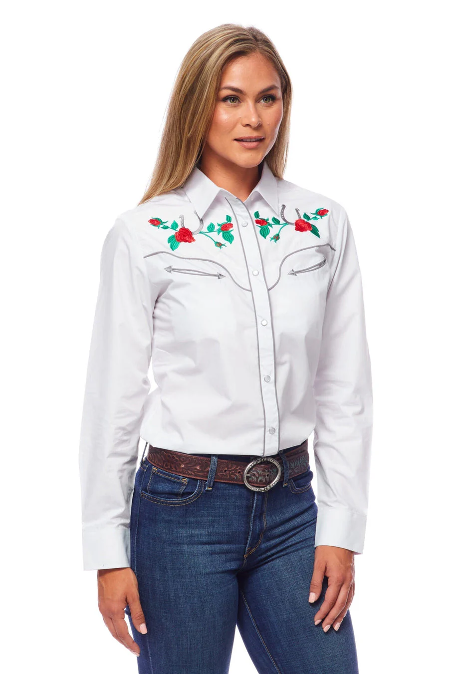 Women’s Western Embroidered Shirts-LS500-505 - Image 3