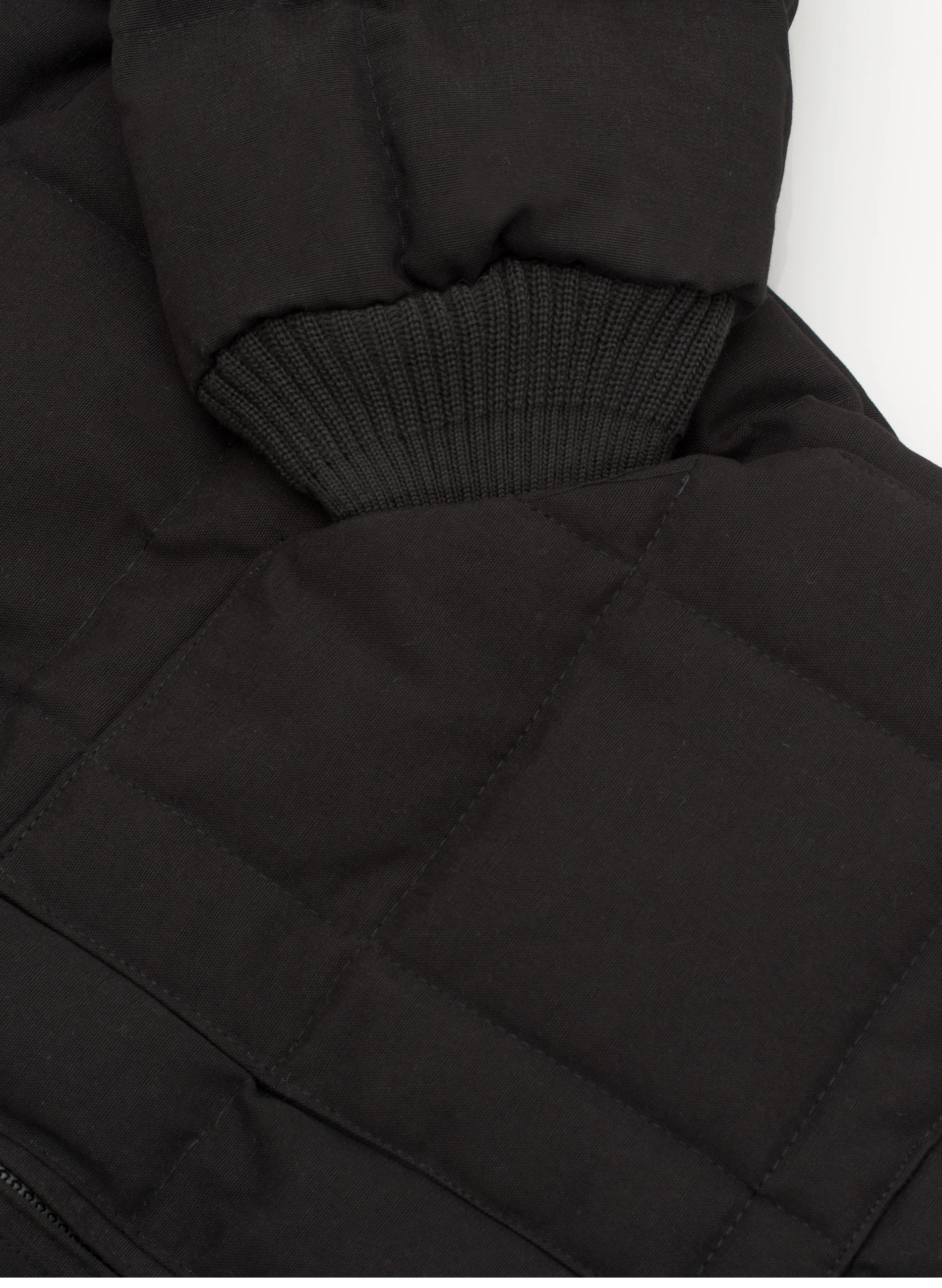 Men's Canvas Quilted Puffer Jacket -ACJ29-BLACK - Image 4