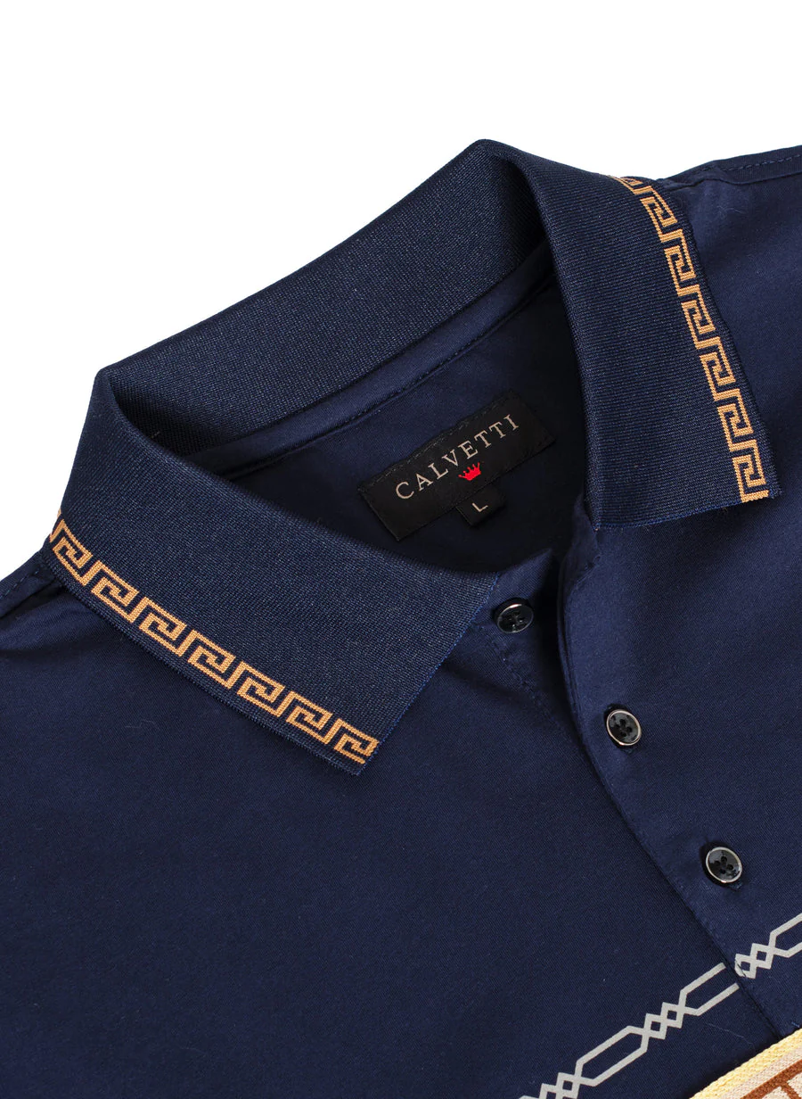 MEN'S COTTON/POLY FANCY POLO SHIRTS-CS200-207 - Image 2