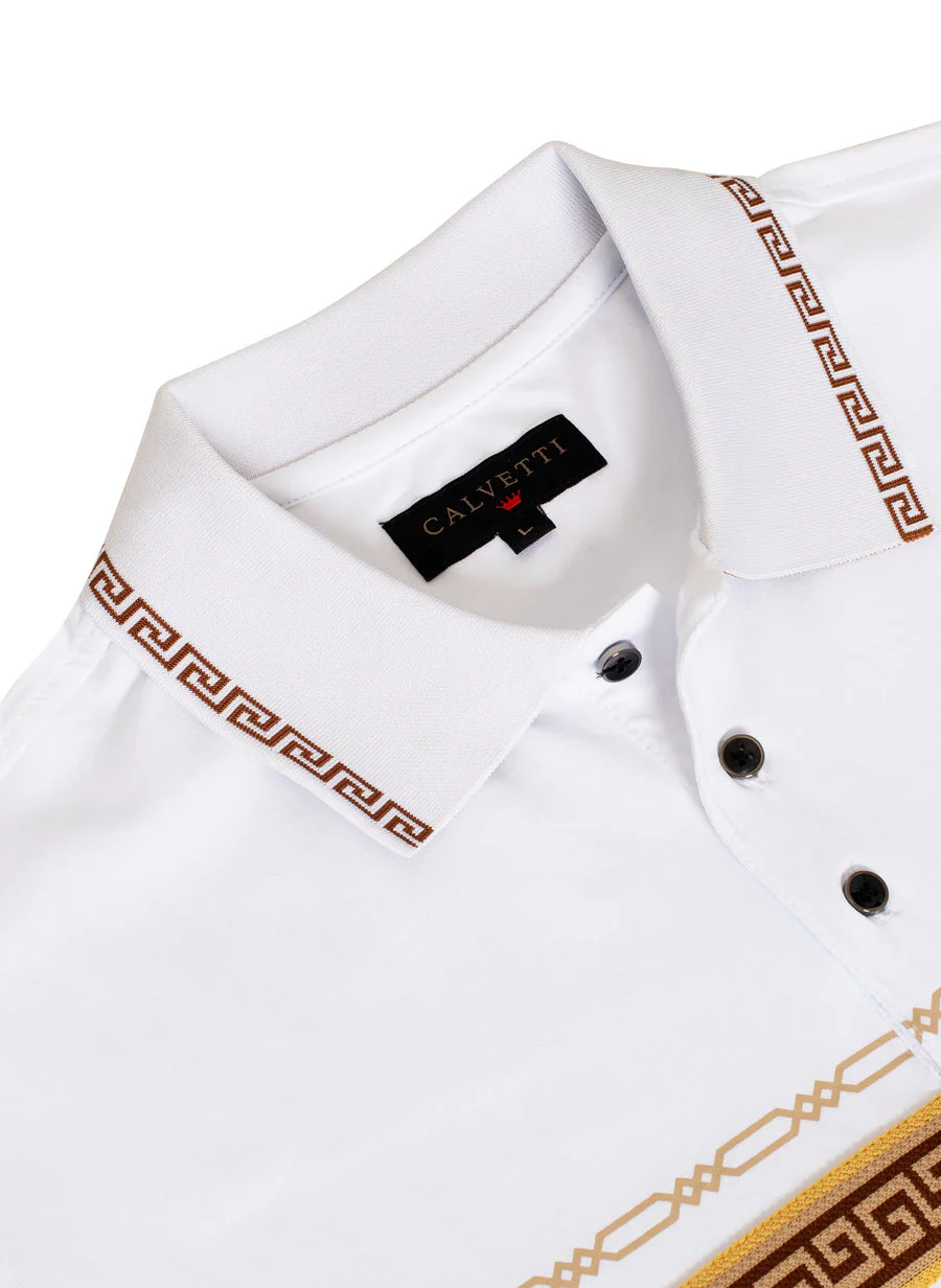 MEN'S COTTON/POLY FANCY POLO SHIRTS-CS200-208 - Image 2