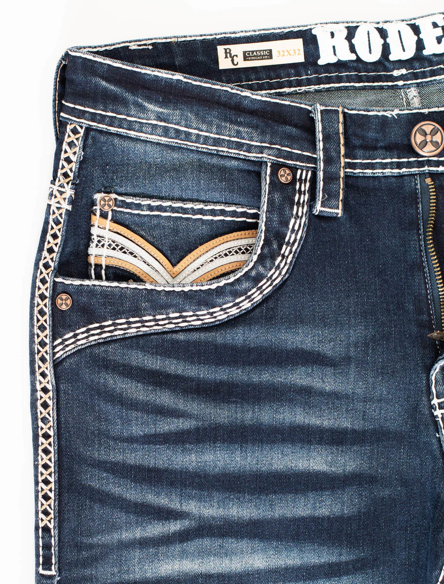 MEN'S COTTON/SPANDEX STRETCH FANCY SLIM STRAIGHT JEANS-RP500-501 - Image 3