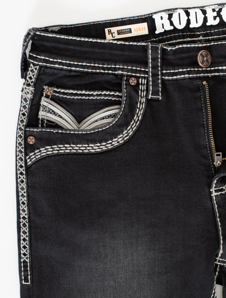 MEN'S COTTON/SPANDEX STRETCH FANCY SLIM STRAIGHT JEANS-RP500-502 - Image 2