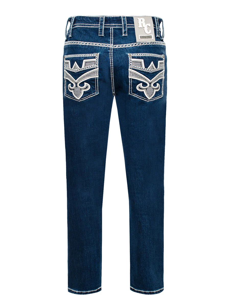 MEN'S COTTON/SPANDEX STRETCH FANCY SLIM STRAIGHT JEANS-RP500-503 - Image 2