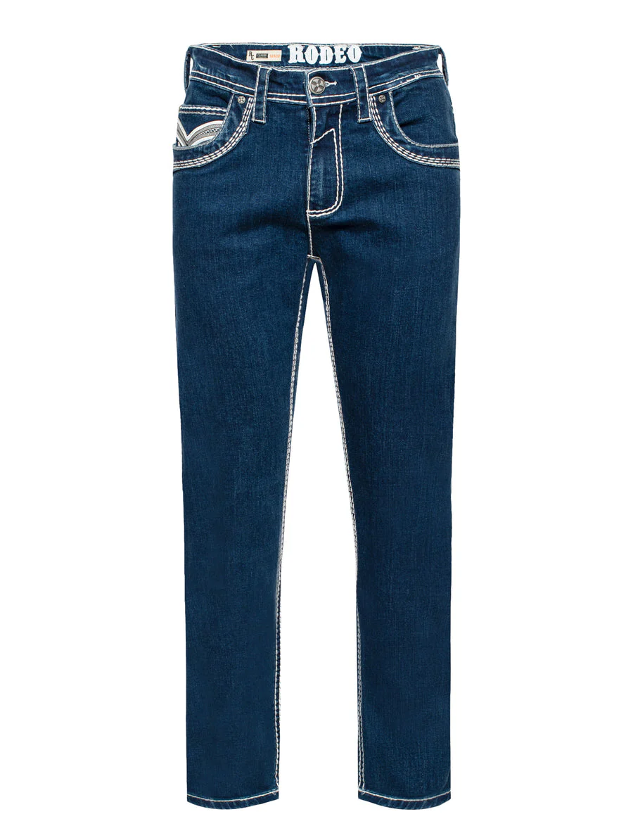 MEN'S COTTON/SPANDEX STRETCH FANCY SLIM STRAIGHT JEANS-RP500-503 - Image 3