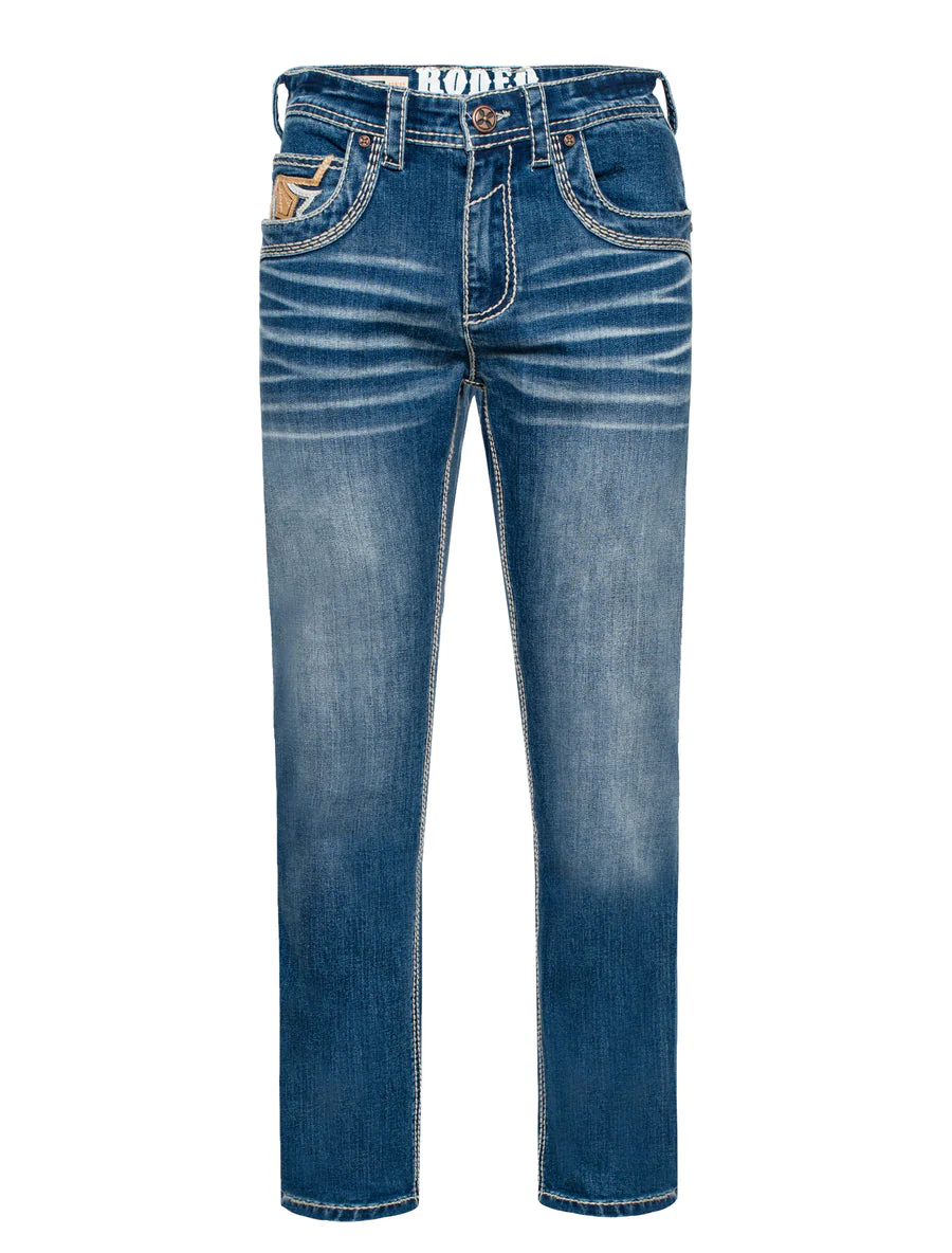 MEN'S COTTON/SPANDEX STRETCH FANCY SLIM STRAIGHT JEANS-RP500-505 - Image 2