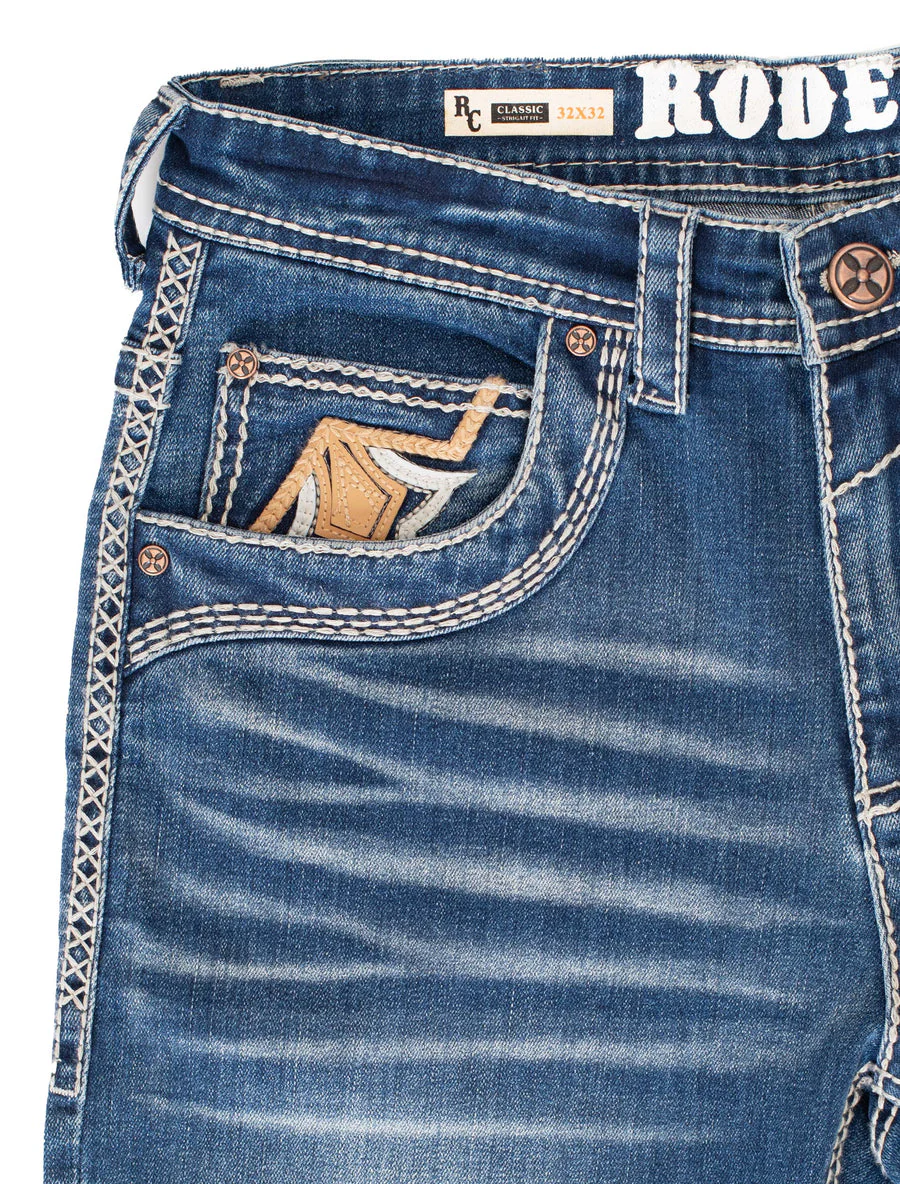MEN'S COTTON/SPANDEX STRETCH FANCY SLIM STRAIGHT JEANS-RP500-505 - Image 4