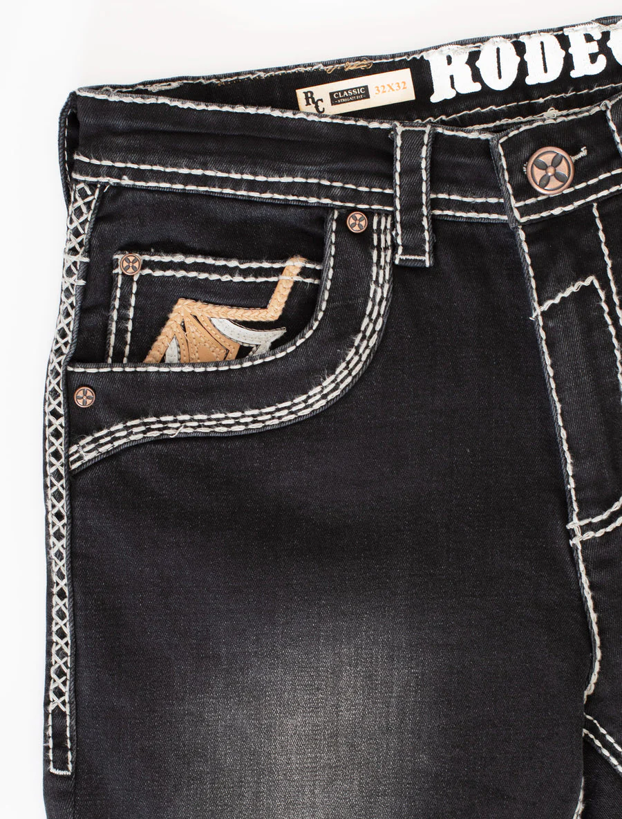 MEN'S COTTON/SPANDEX STRETCH FANCY SLIM STRAIGHT JEANS-RP500-507 - Image 2
