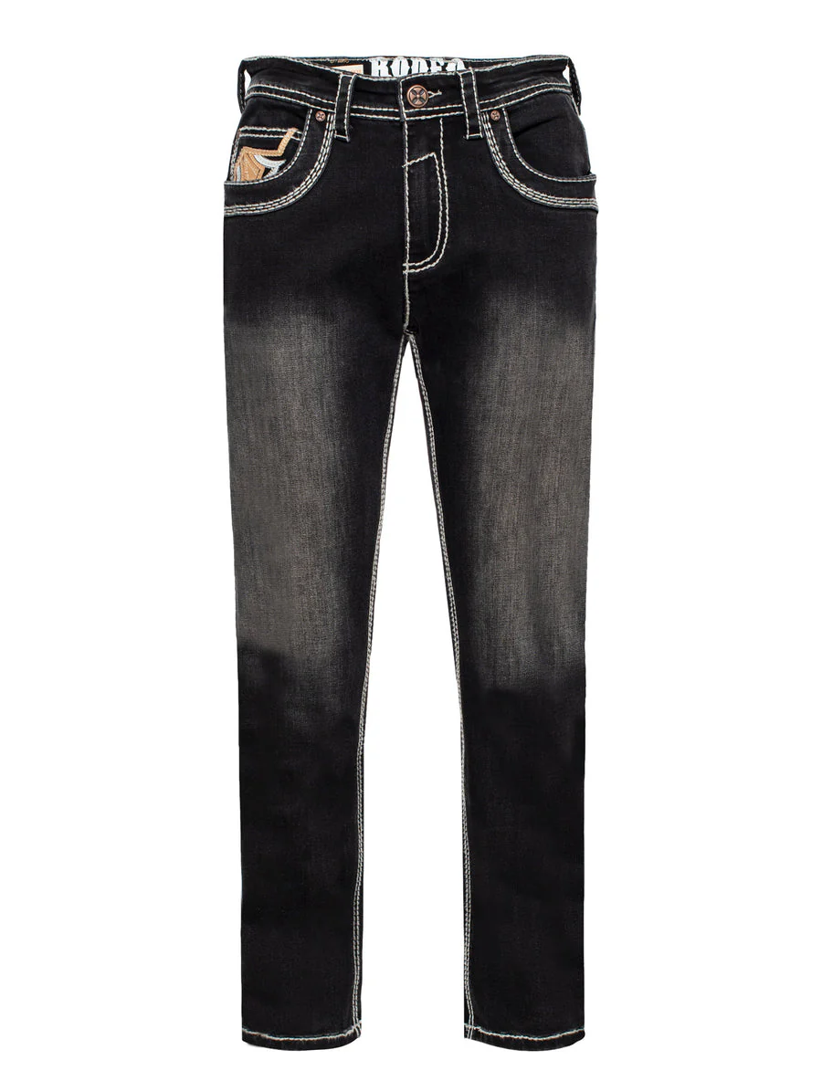 MEN'S COTTON/SPANDEX STRETCH FANCY SLIM STRAIGHT JEANS-RP500-507 - Image 3