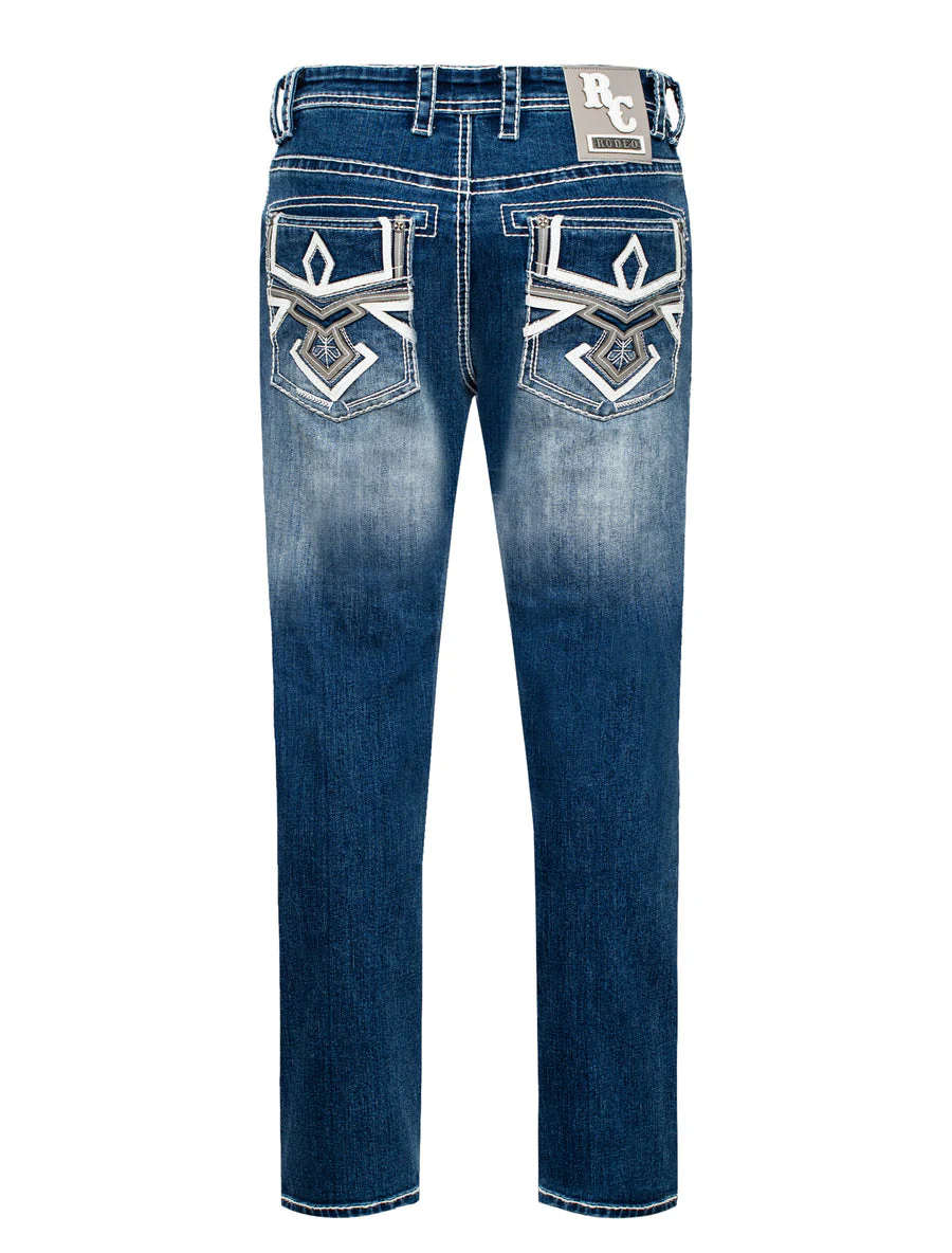 MEN'S COTTON/SPANDEX STRETCH FANCY SLIM STRAIGHT JEANS-RP500-508 - Image 2