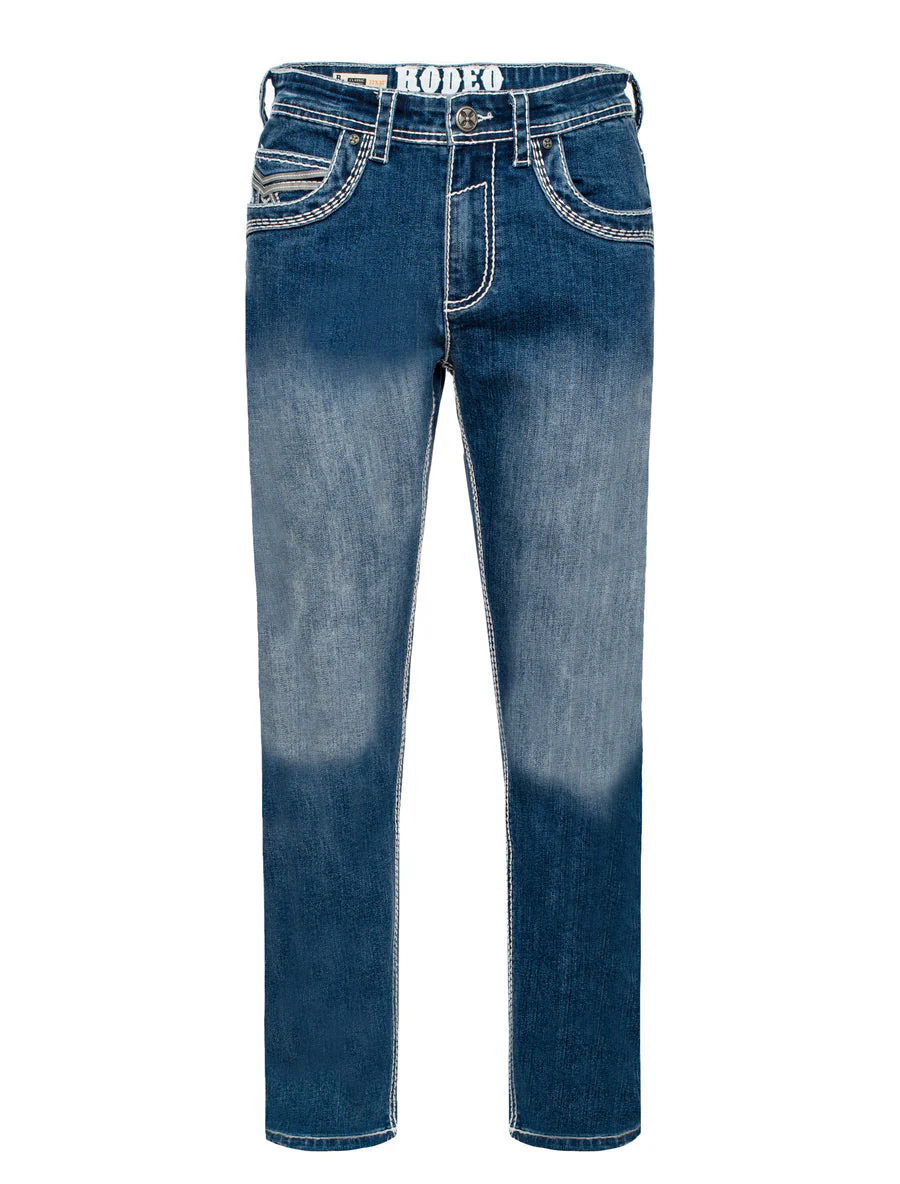 MEN'S COTTON/SPANDEX STRETCH FANCY SLIM STRAIGHT JEANS-RP500-508 - Image 3