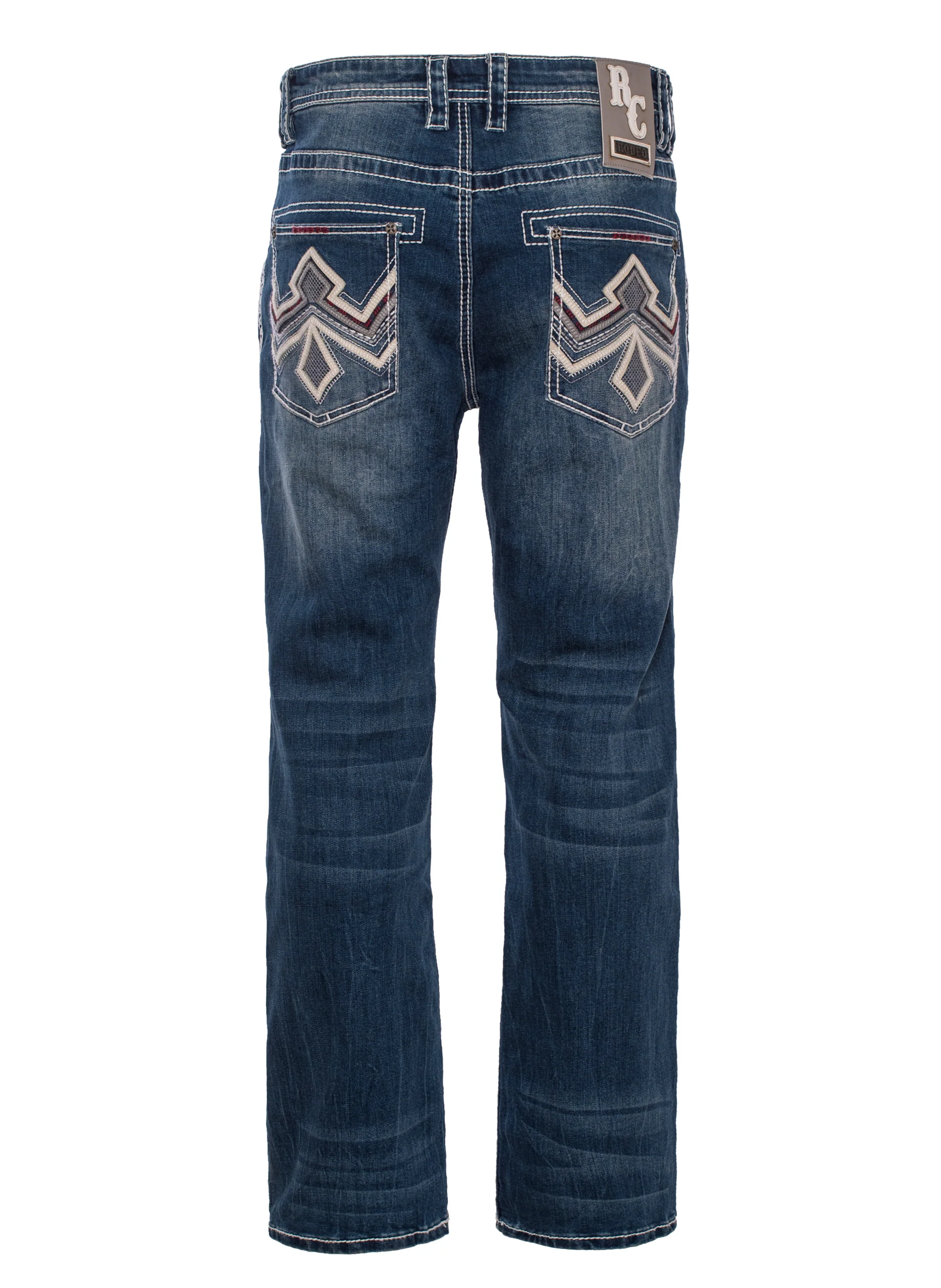 MEN'S COTTON/SPANDEX STRETCH FANCY SLIM STRAIGHT JEANS-RP500-513 - Image 3