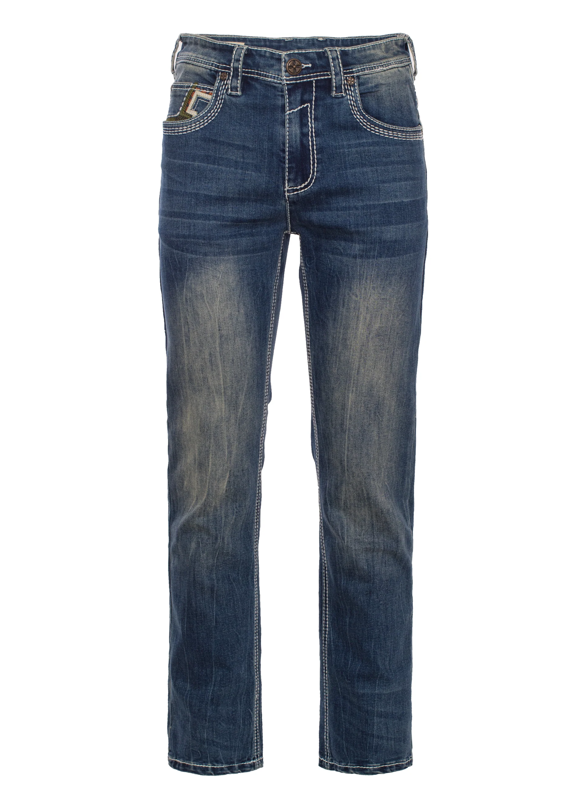 MEN'S COTTON/SPANDEX STRETCH FANCY SLIM STRAIGHT JEANS-RP500-514 - Image 2