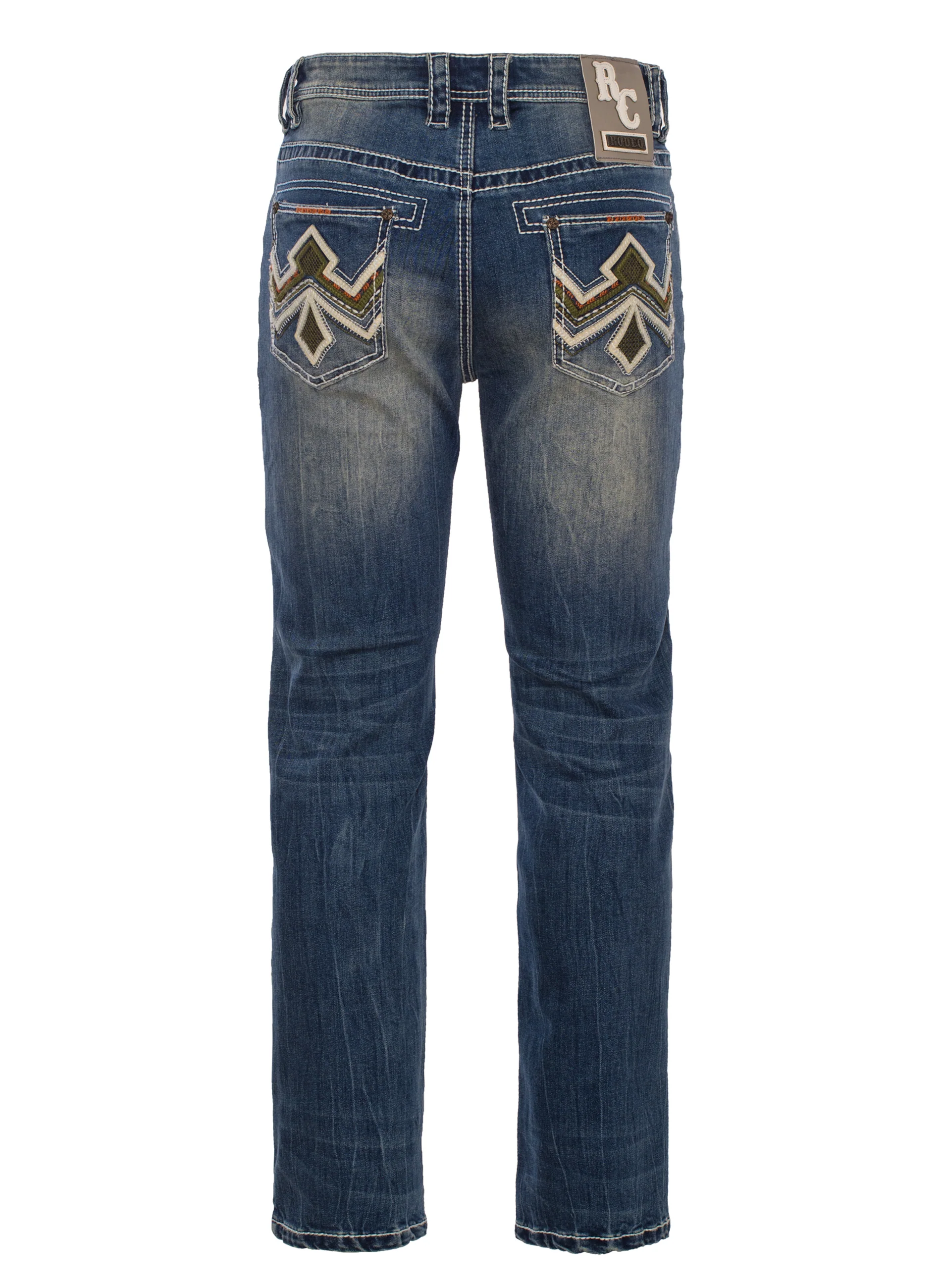 MEN'S COTTON/SPANDEX STRETCH FANCY SLIM STRAIGHT JEANS-RP500-514 - Image 3
