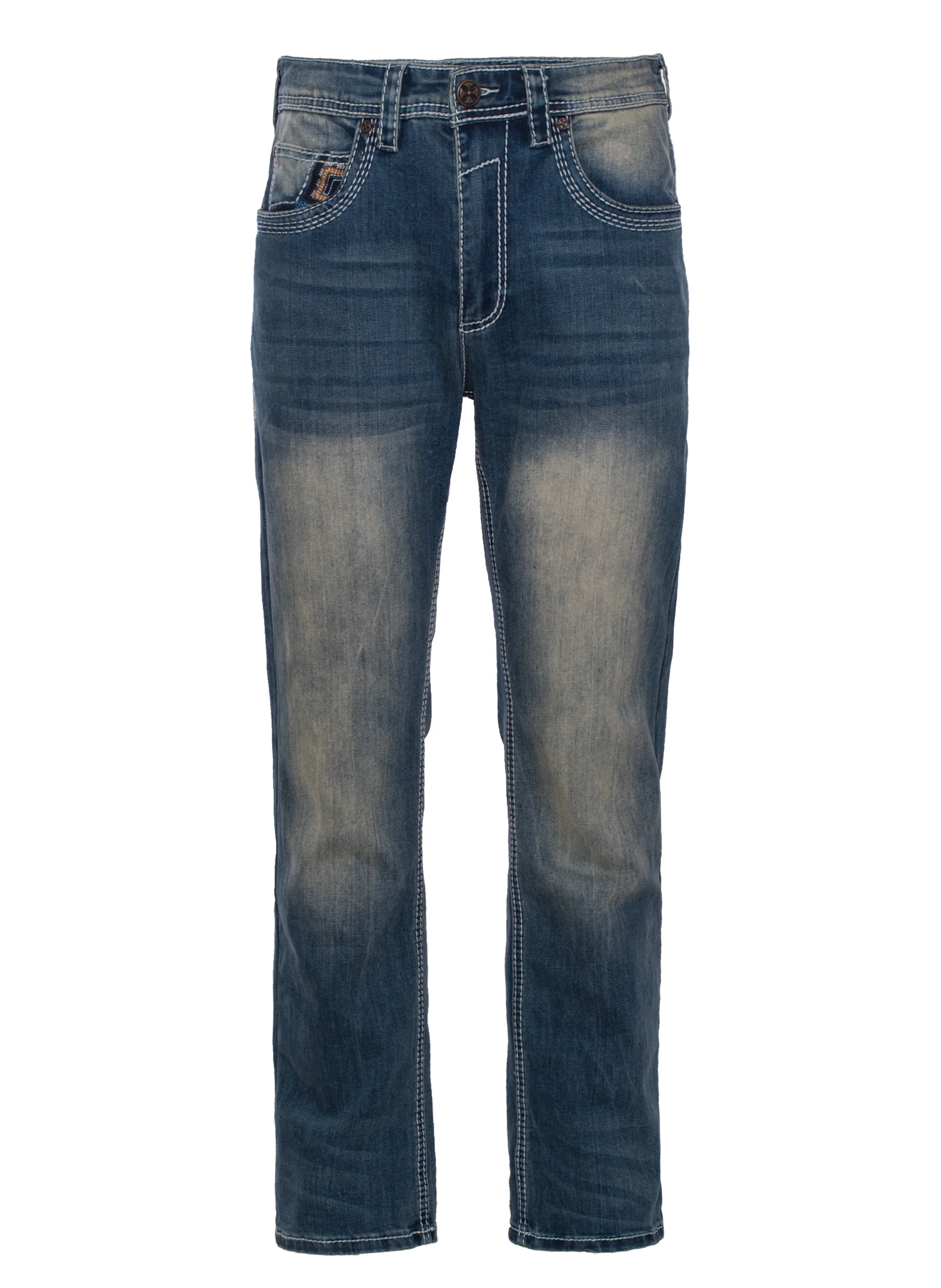 MEN'S COTTON/SPANDEX STRETCH FANCY SLIM STRAIGHT JEANS-RP500-515 - Image 2