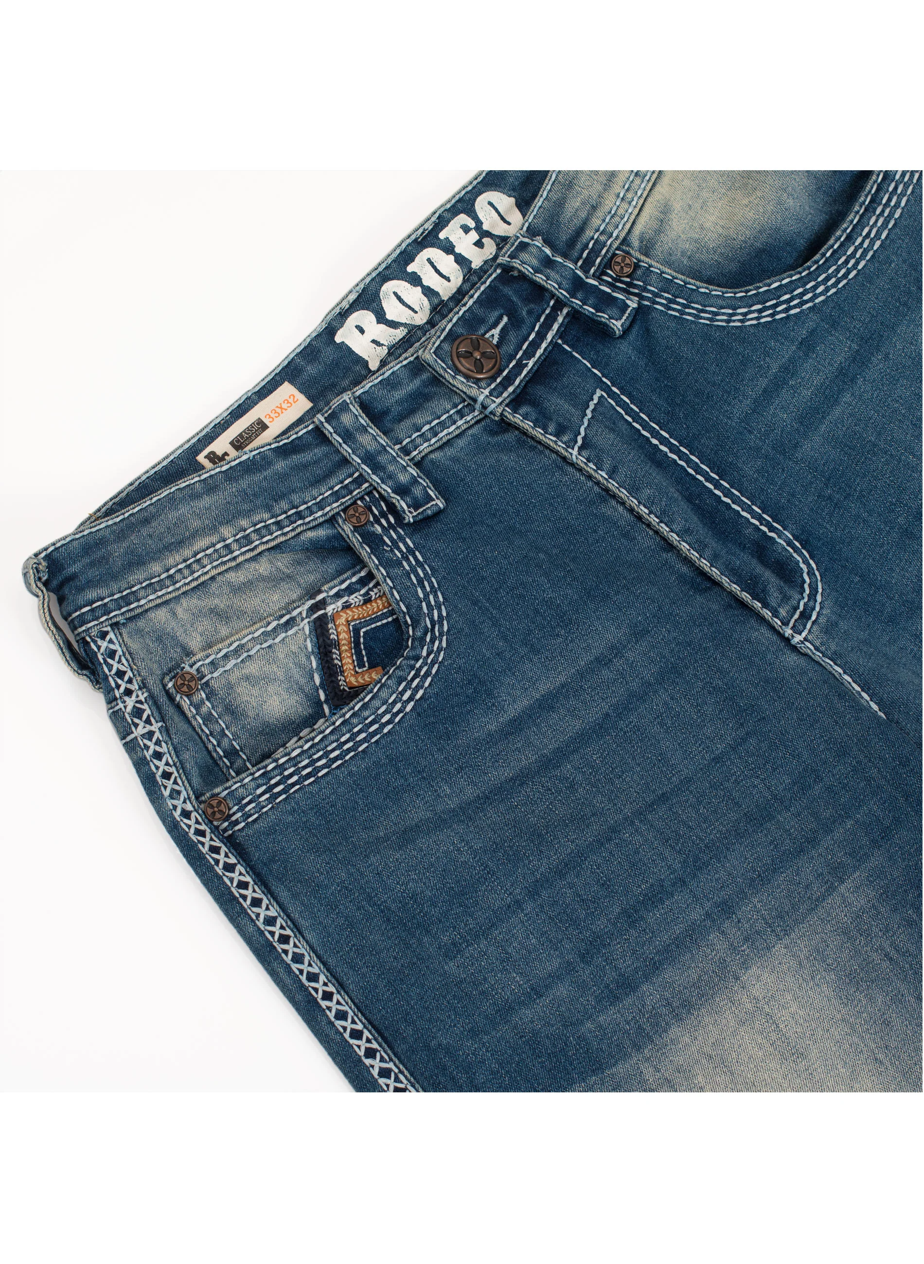 MEN'S COTTON/SPANDEX STRETCH FANCY SLIM STRAIGHT JEANS-RP500-515 - Image 4
