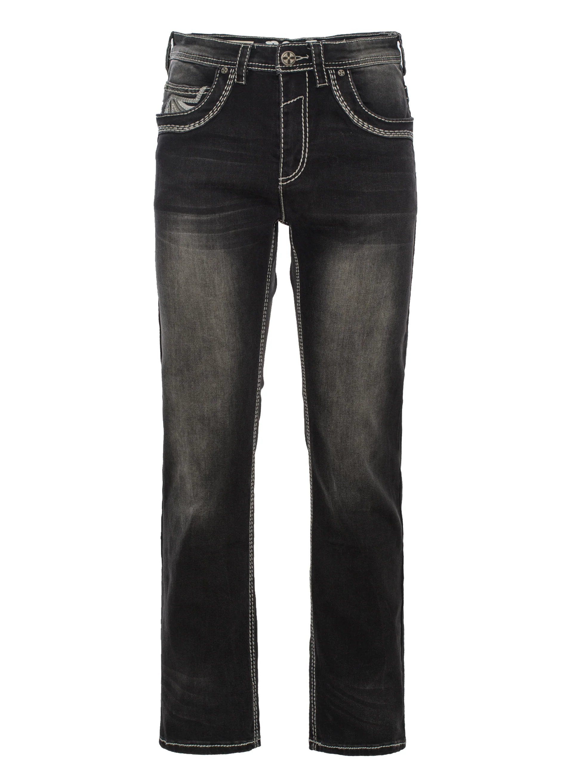 MEN'S COTTON/SPANDEX STRETCH FANCY SLIM STRAIGHT JEANS-RP500-516 - Image 2
