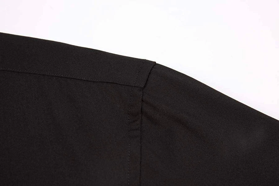 Calvetti Mens Dress Shirts Wrinkle Free Regular Long Sleeve Shirts - BLACK - Image 4