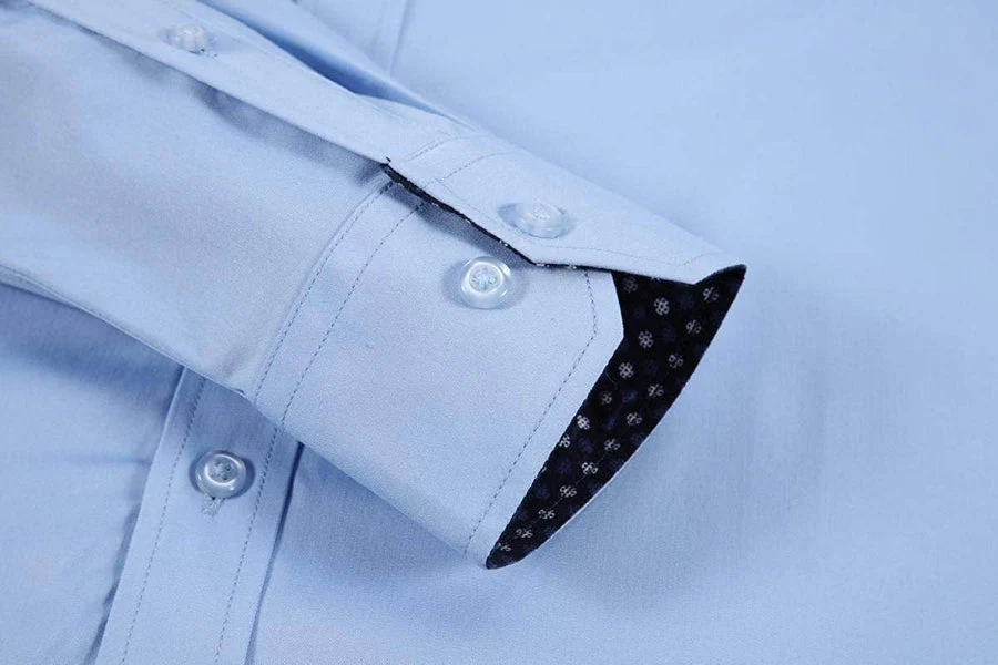 Calvetti Mens Dress Shirts Wrinkle Free Regular Long Sleeve Shirts - LIGHT BLUE - Image 5