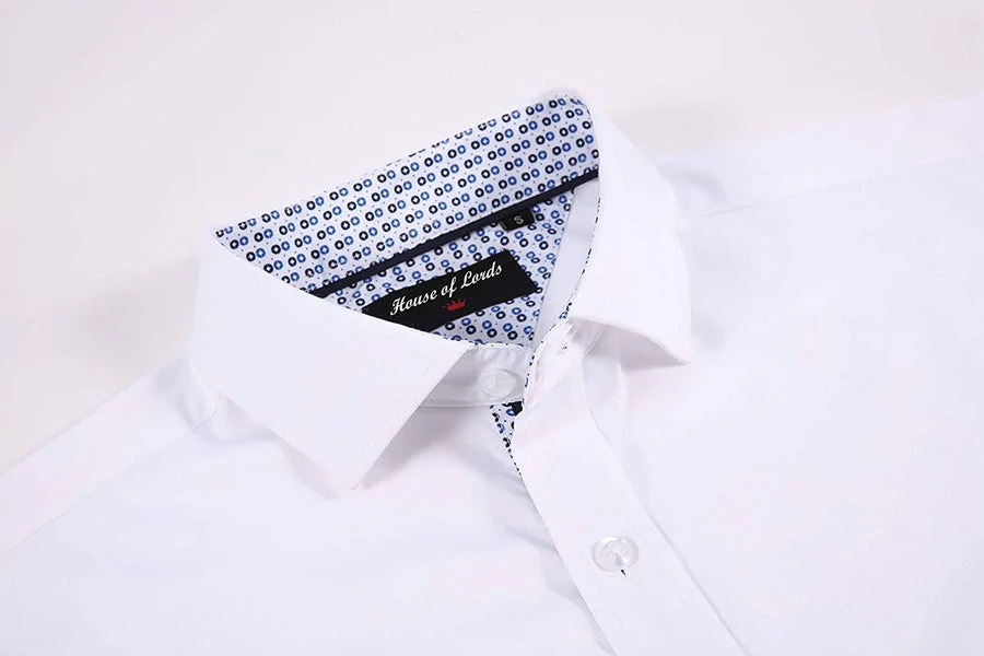 Calvetti Mens Dress Shirts Wrinkle Free Regular Long Sleeve Shirts - WHITE - Image 2