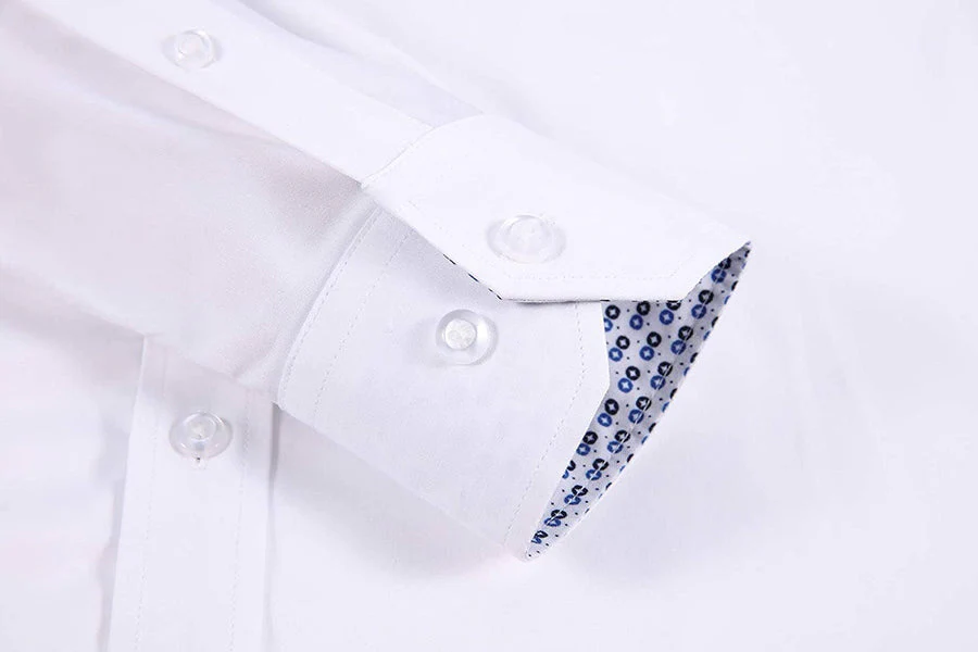 Calvetti Mens Dress Shirts Wrinkle Free Regular Long Sleeve Shirts - WHITE - Image 4