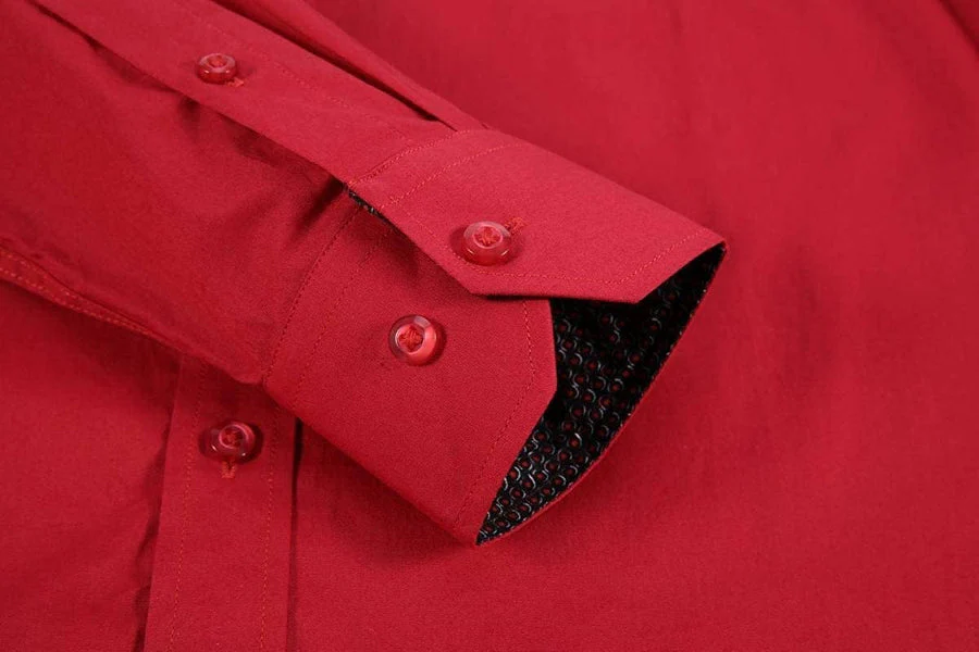 Calvetti Mens Dress Shirts Wrinkle Free Regular Long Sleeve Shirts - RED - Image 3