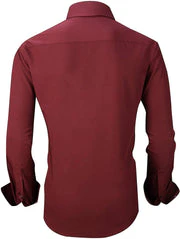 Calvetti Mens Dress Shirts Wrinkle Free Regular Long Sleeve Shirts - BURGUNDY - Image 2
